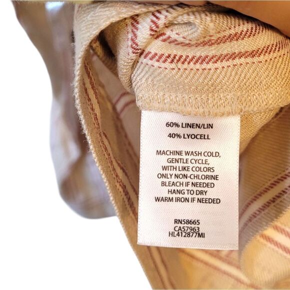Hinge Nordstrom Light Beige Striped Linen Blend Casual Jacket Size 1 - Picture 7 of 7